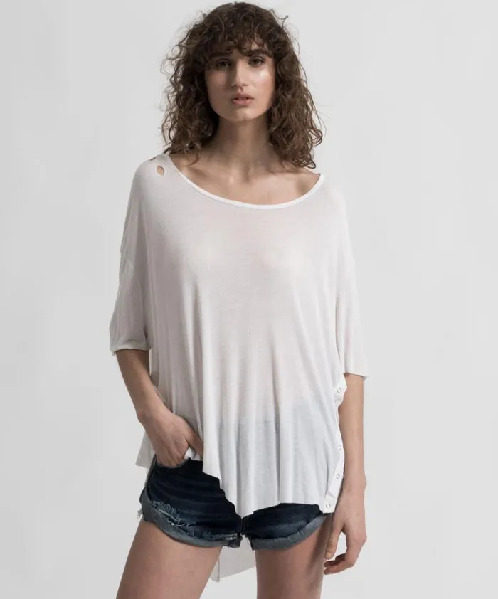 Women One Teaspoon Basic Tees BAMBOO COTTON RIBBED TEE