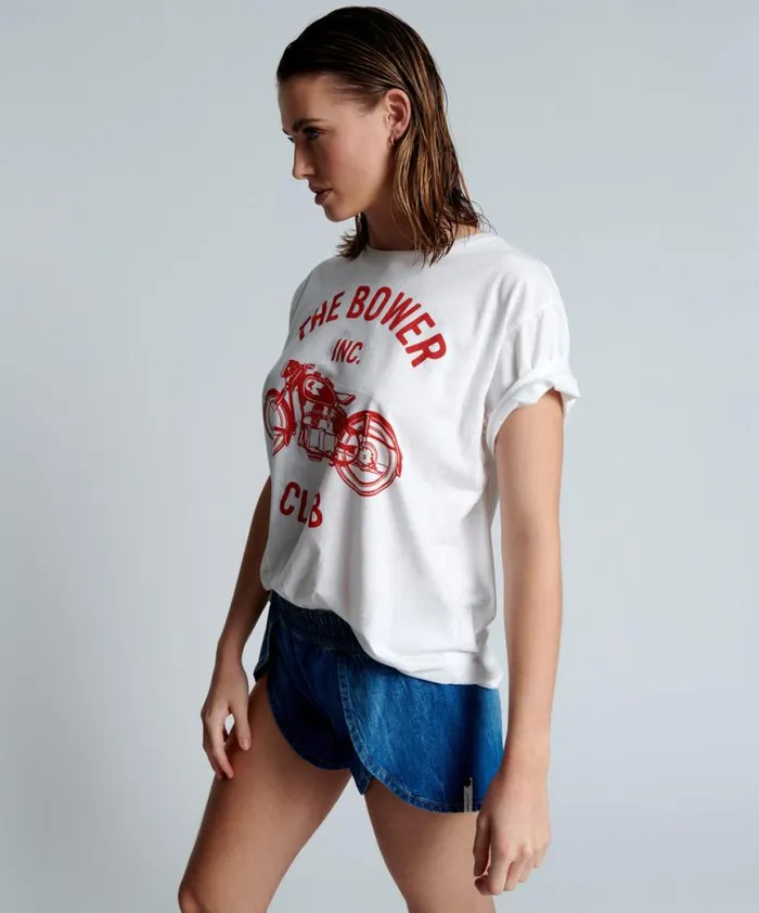 Women One Teaspoon Basic Tees BOWER BIKE CLUB ORGANIC UNISEX TEE Women One Teaspoon Basic Tees BOWER BIKE CLUB ORGANIC UNISEX TEE