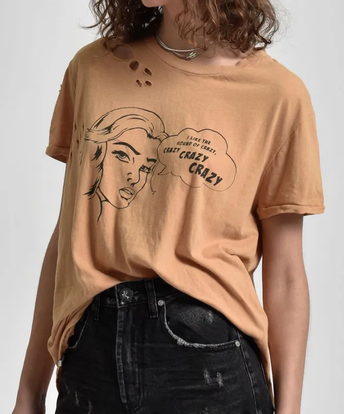 Women One Teaspoon Basic Tees CRAZY CRAZY CRAZY TEE Women One Teaspoon Basic Tees CRAZY CRAZY CRAZY TEE