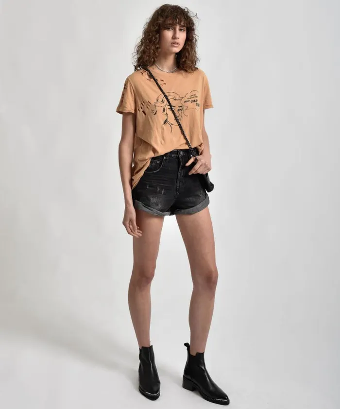 Women One Teaspoon Basic Tees CRAZY CRAZY CRAZY TEE Women One Teaspoon Basic Tees CRAZY CRAZY CRAZY TEE
