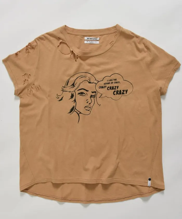 Women One Teaspoon Basic Tees CRAZY CRAZY CRAZY TEE Women One Teaspoon Basic Tees CRAZY CRAZY CRAZY TEE
