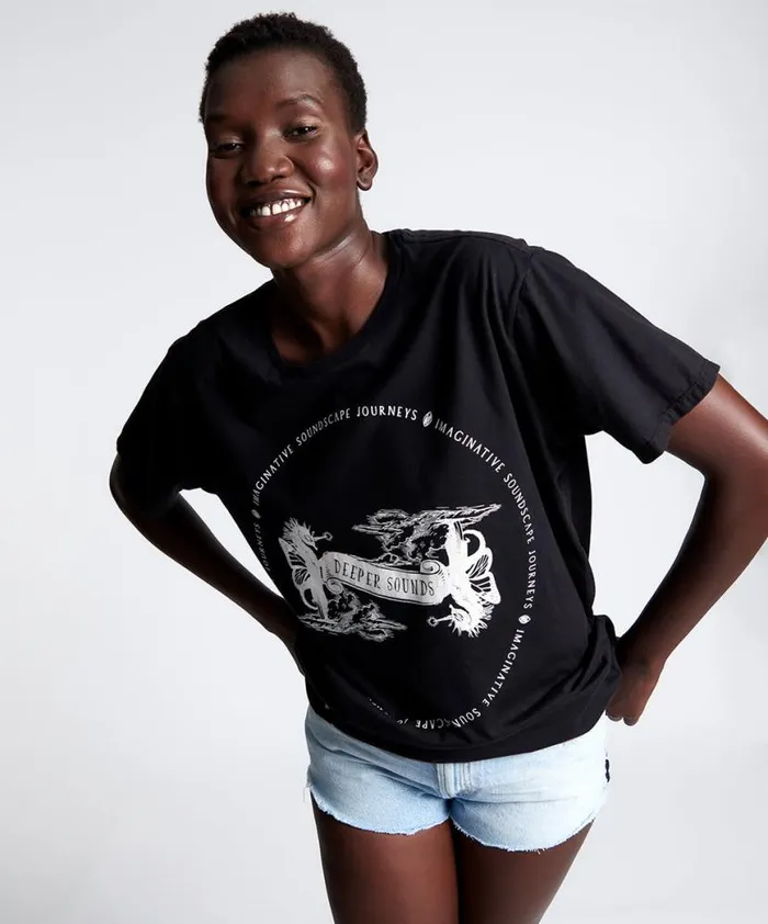 Women One Teaspoon Basic Tees DEEPER SOUNDSCAPE ORGANIC UNISEX TEE