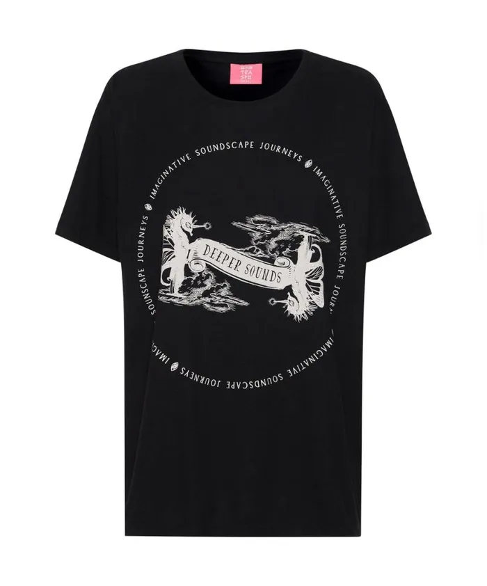 Women One Teaspoon Basic Tees DEEPER SOUNDSCAPE ORGANIC UNISEX TEE Women One Teaspoon Basic Tees DEEPER SOUNDSCAPE ORGANIC UNISEX TEE