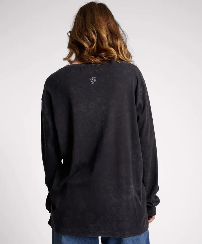 Women One Teaspoon Basic Tees GOOD VIBES ONLY LONG SLEEVE TEE Women One Teaspoon Basic Tees GOOD VIBES ONLY LONG SLEEVE TEE