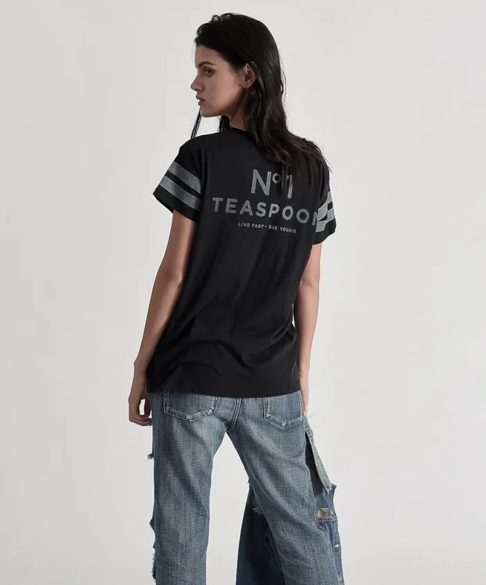 Women One Teaspoon Basic Tees LE HUNT ONE TEE BLACK