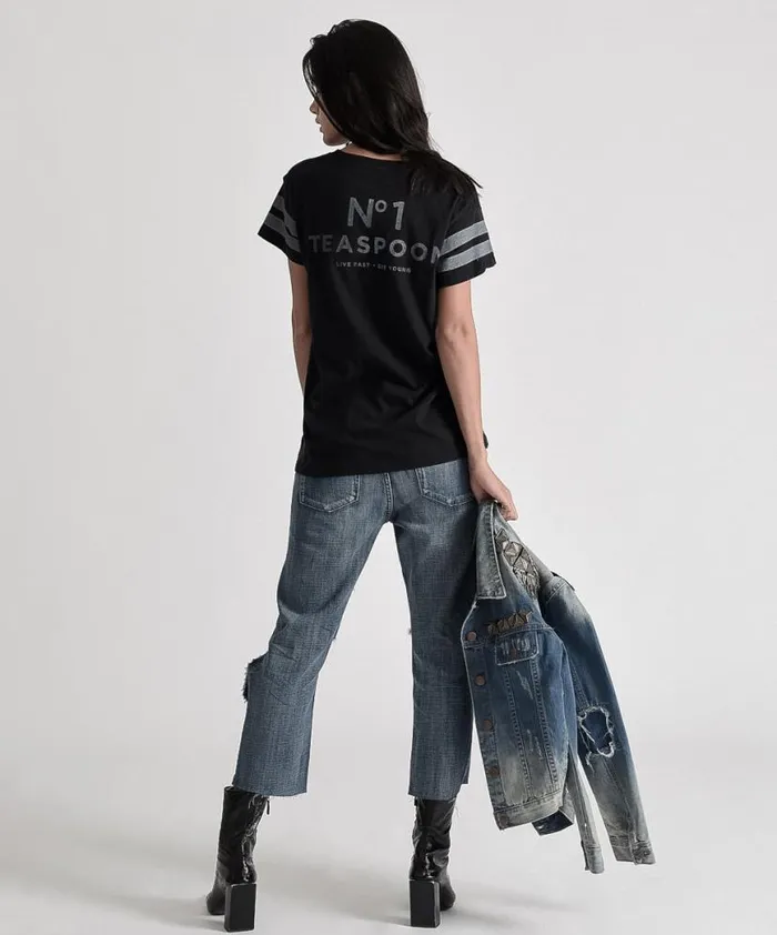 Women One Teaspoon Basic Tees LE HUNT ONE TEE BLACK Women One Teaspoon Basic Tees LE HUNT ONE TEE BLACK