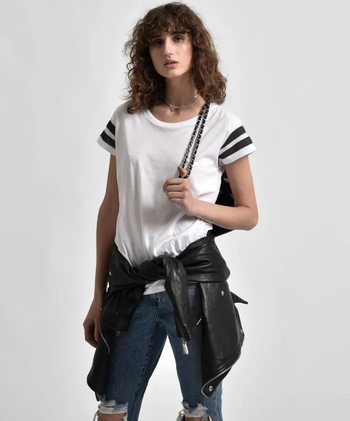 Women One Teaspoon Basic Tees LE HUNT ONE TEE WHITE