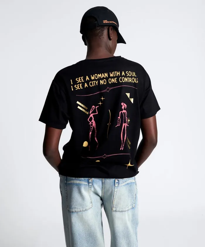 Women One Teaspoon Basic Tees MIDH GOLD LYRICS ORGANIC UNISEX TEE Women One Teaspoon Basic Tees MIDH GOLD LYRICS ORGANIC UNISEX TEE