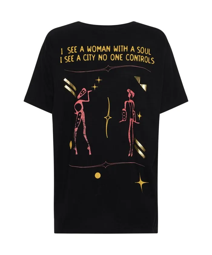 Women One Teaspoon Basic Tees MIDH GOLD LYRICS ORGANIC UNISEX TEE Women One Teaspoon Basic Tees MIDH GOLD LYRICS ORGANIC UNISEX TEE
