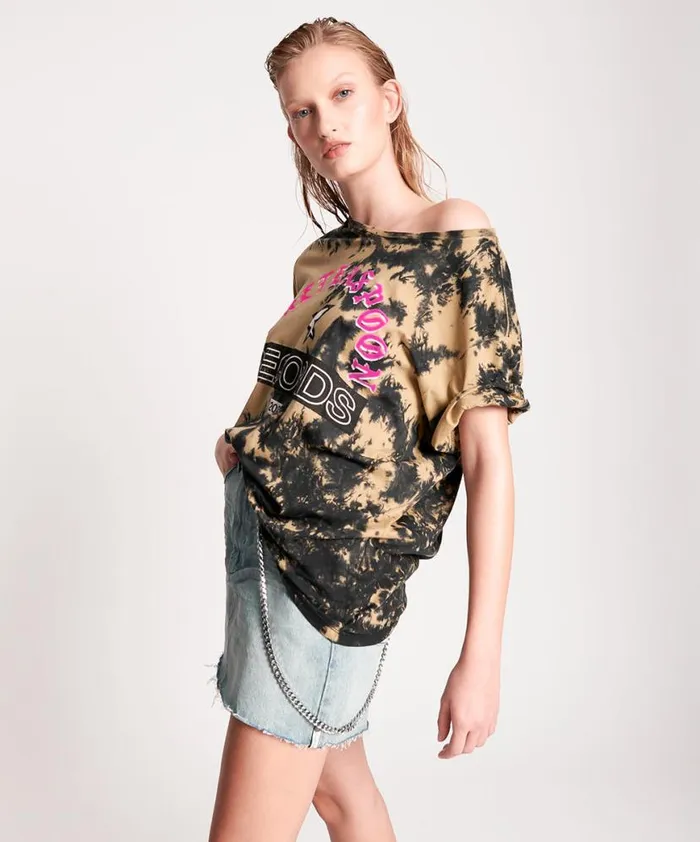 Women One Teaspoon Basic Tees OT RECORDS TIE DYED BOYFRIEND TEE Women One Teaspoon Basic Tees OT RECORDS TIE DYED BOYFRIEND TEE