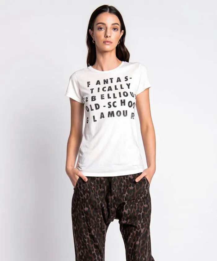 Women One Teaspoon Basic Tees REBEL GLAM FITTED TEE