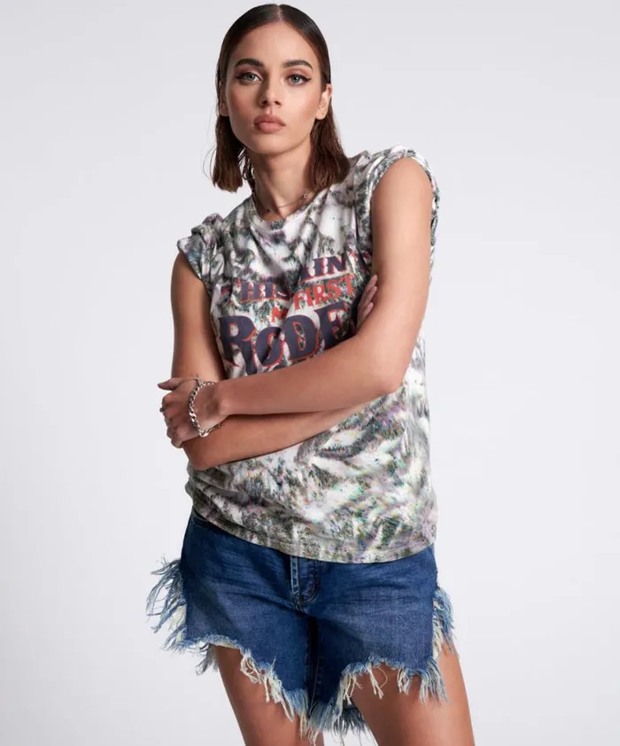 Women One Teaspoon Basic Tees RODEO ORGANIC CHROMATIC UNISEX TEE