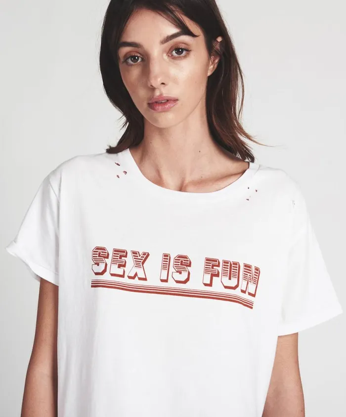 Women One Teaspoon Basic Tees SEX INFUSED TEE WHITE Women One Teaspoon Basic Tees SEX INFUSED TEE WHITE
