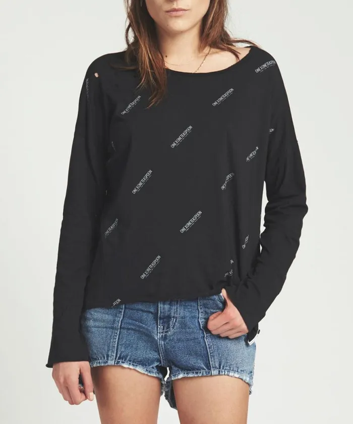 Women One Teaspoon Basic Tees SIGNATUREVALENTINELONGSLEEVE TEE