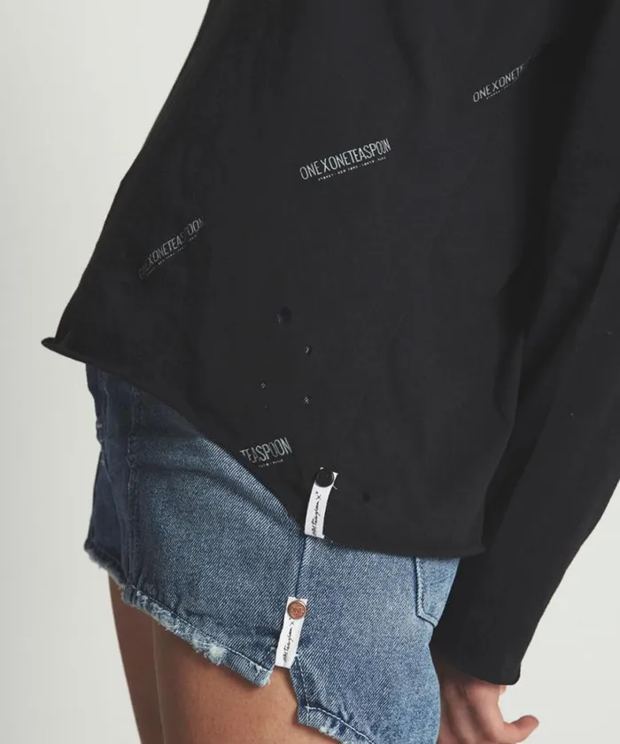 Women One Teaspoon Basic Tees SIGNATUREVALENTINELONGSLEEVE TEE