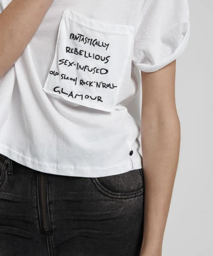 Women One Teaspoon Basic Tees UPSIZED REBEL POCKET TEE