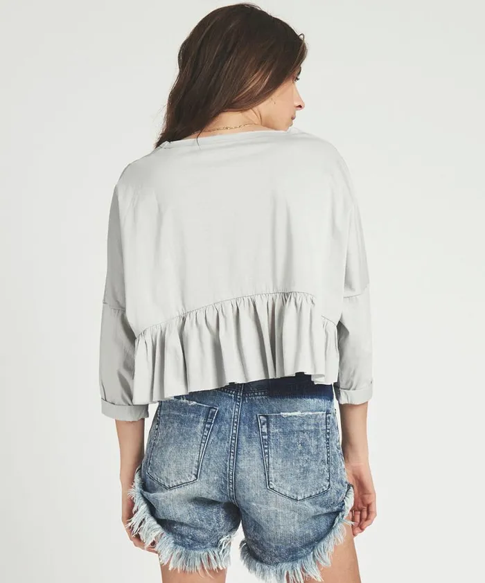 Women One Teaspoon Basic Tees VISION SUPIMA 34 SLEEVE TEE Women One Teaspoon Basic Tees VISION SUPIMA 34 SLEEVE TEE