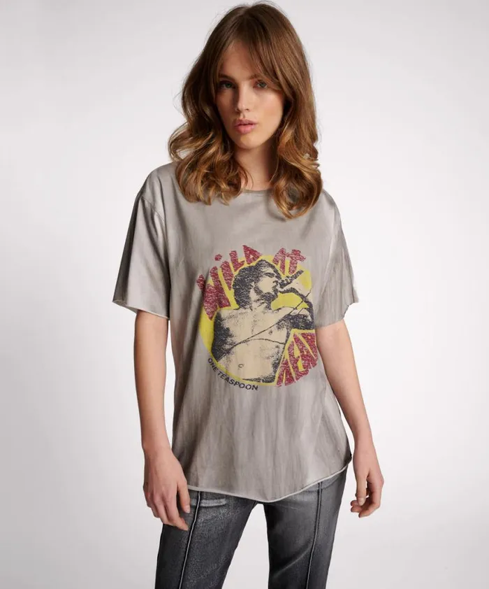 Women One Teaspoon Basic Tees WILD AT HEART BOYFRIEND TEE