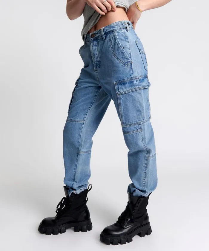 Women One Teaspoon Bottoms BERLIN BLUE CARGO MOTION JEANS Women One Teaspoon Bottoms BERLIN BLUE CARGO MOTION JEANS
