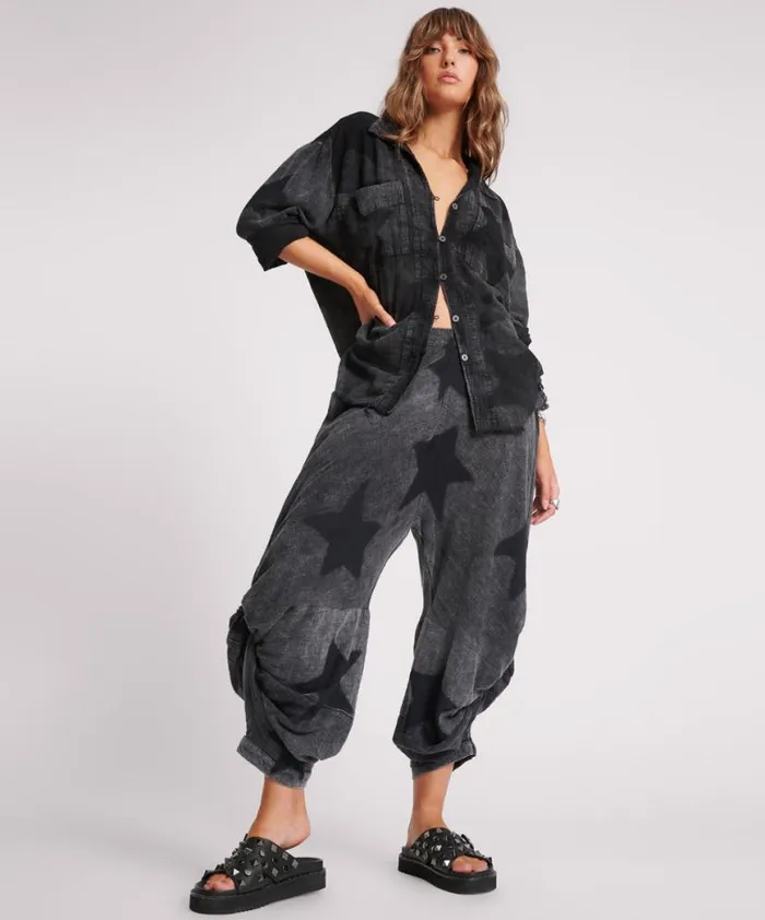 Women One Teaspoon Bottoms BLACK STAR MUSLIN GYPSY PANTS