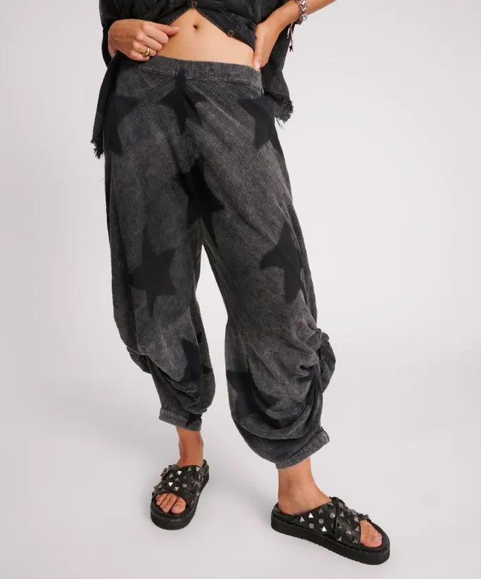 Women One Teaspoon Bottoms BLACK STAR MUSLIN GYPSY PANTS