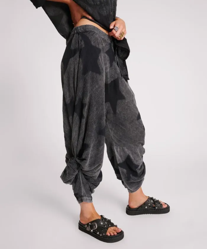 Women One Teaspoon Bottoms BLACK STAR MUSLIN GYPSY PANTS