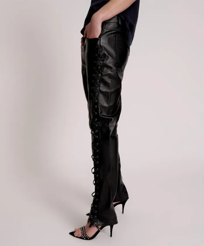 Women One Teaspoon Bottoms BLACKLIGHT LEATHER LACE UP PANTS Women One Teaspoon Bottoms BLACKLIGHT LEATHER LACE UP PANTS