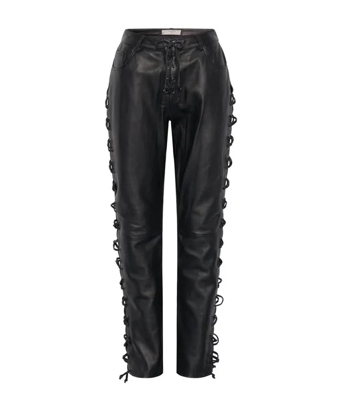 Women One Teaspoon Bottoms BLACKLIGHT LEATHER LACE UP PANTS Women One Teaspoon Bottoms BLACKLIGHT LEATHER LACE UP PANTS