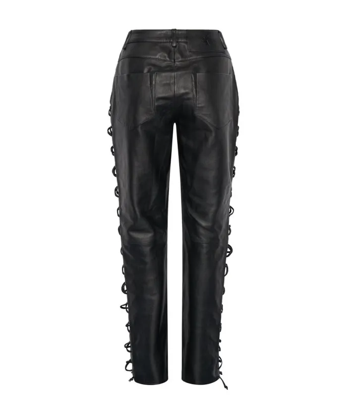 Women One Teaspoon Bottoms BLACKLIGHT LEATHER LACE UP PANTS Women One Teaspoon Bottoms BLACKLIGHT LEATHER LACE UP PANTS