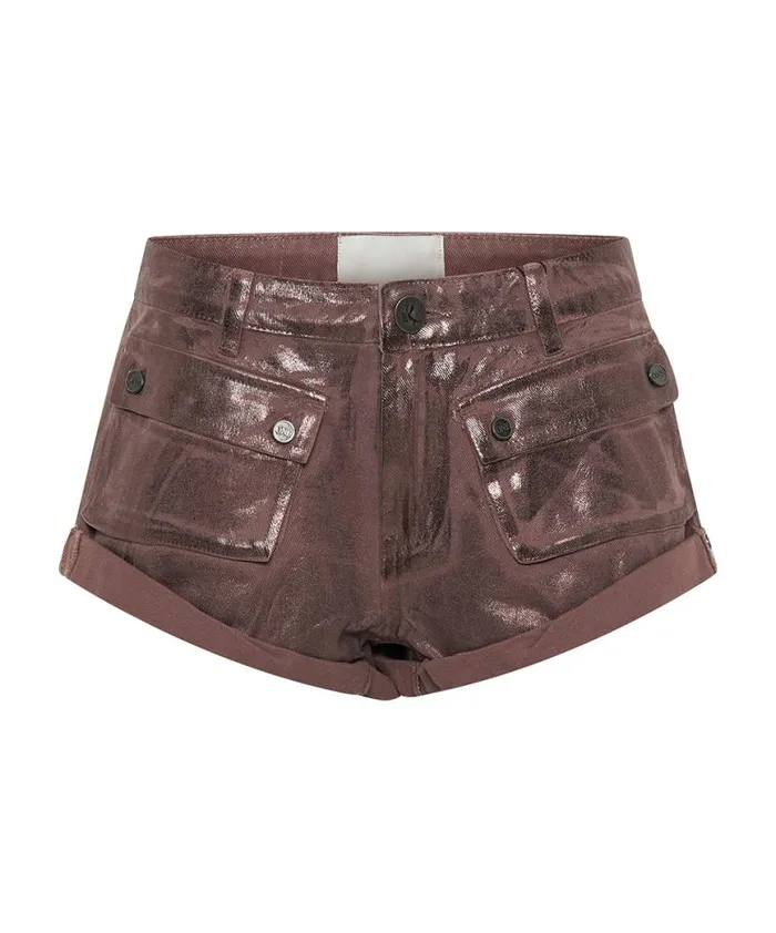 Women One Teaspoon Bottoms BRONZED CHOCOLATE CADET BANDIT LOW WAIST DENIM SHORTS Women One Teaspoon Bottoms BRONZED CHOCOLATE CADET BANDIT LOW WAIST DENIM SHORTS