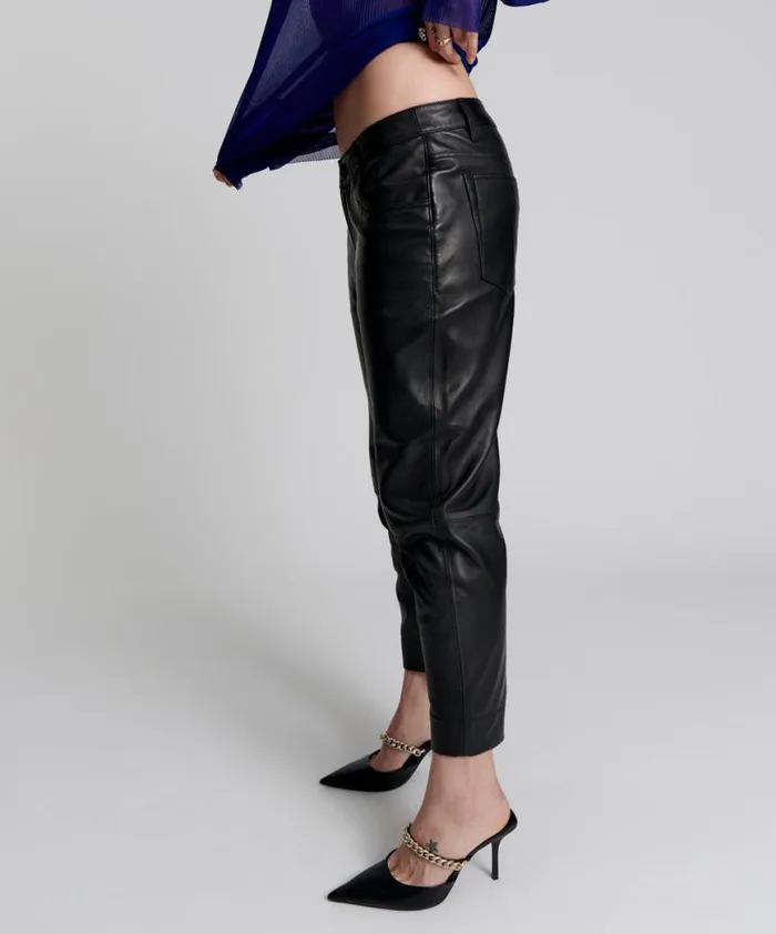 Women One Teaspoon Bottoms BROOKLYN CROPPED LEATHER BOYFRIEND PANT Women One Teaspoon Bottoms BROOKLYN CROPPED LEATHER BOYFRIEND PANT
