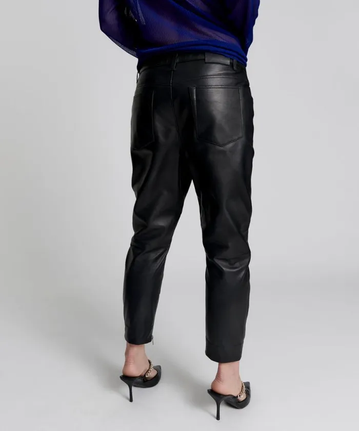 Women One Teaspoon Bottoms BROOKLYN CROPPED LEATHER BOYFRIEND PANT Women One Teaspoon Bottoms BROOKLYN CROPPED LEATHER BOYFRIEND PANT