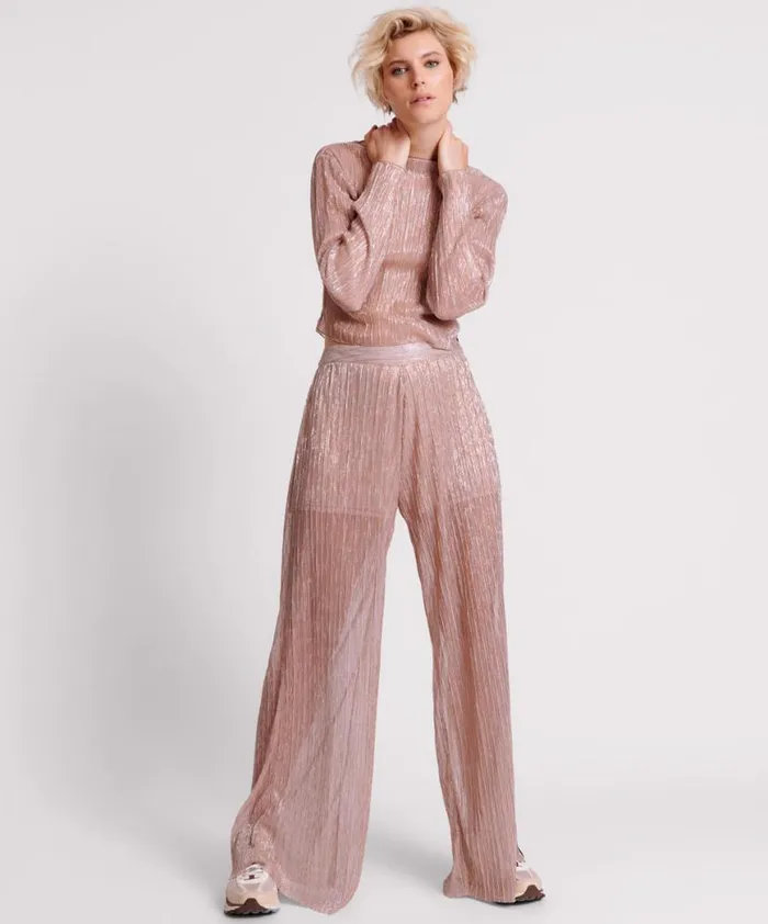 Women One Teaspoon Bottoms CELESTIAL ROSE PLISSE PALAZZO PANTS