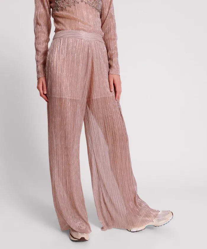 Women One Teaspoon Bottoms CELESTIAL ROSE PLISSE PALAZZO PANTS Women One Teaspoon Bottoms CELESTIAL ROSE PLISSE PALAZZO PANTS