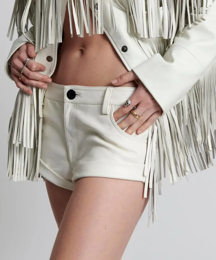 Women One Teaspoon Bottoms CHAOS WALKING FRINGED LEATHER BANDIT SHORTS Women One Teaspoon Bottoms CHAOS WALKING FRINGED LEATHER BANDIT SHORTS