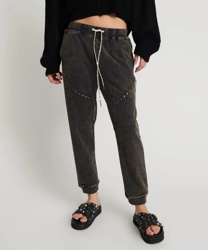 Women One Teaspoon Bottoms CHARCOAL STUDDED TRACKPANTS Women One Teaspoon Bottoms CHARCOAL STUDDED TRACKPANTS