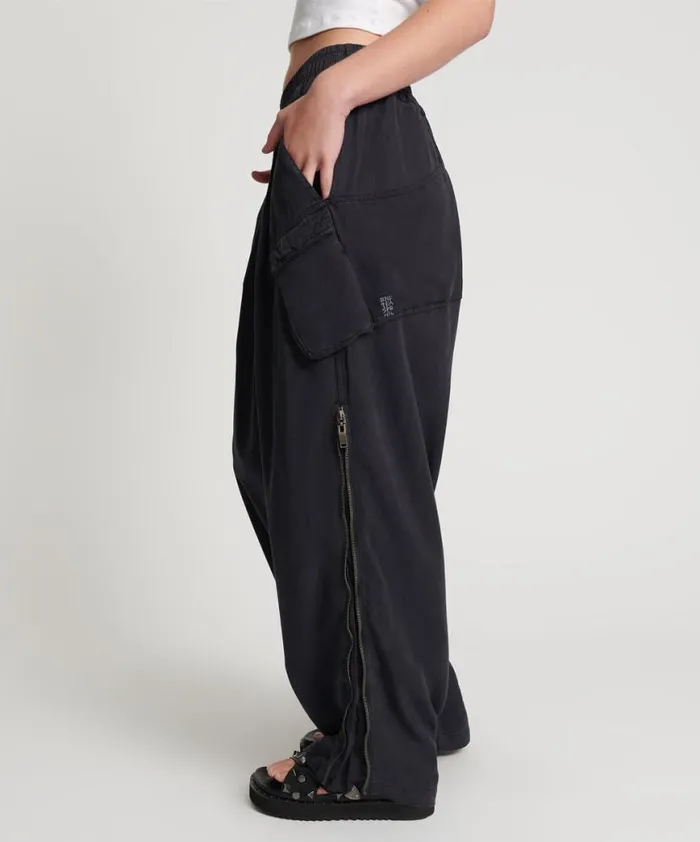 Women One Teaspoon Bottoms CHARCOAL TENCEL ZIPPED PARACHUTE PANTS Women One Teaspoon Bottoms CHARCOAL TENCEL ZIPPED PARACHUTE PANTS