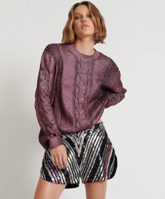 Women One Teaspoon Bottoms CHEVRON HAND SEQUIN PARTY SHORTS