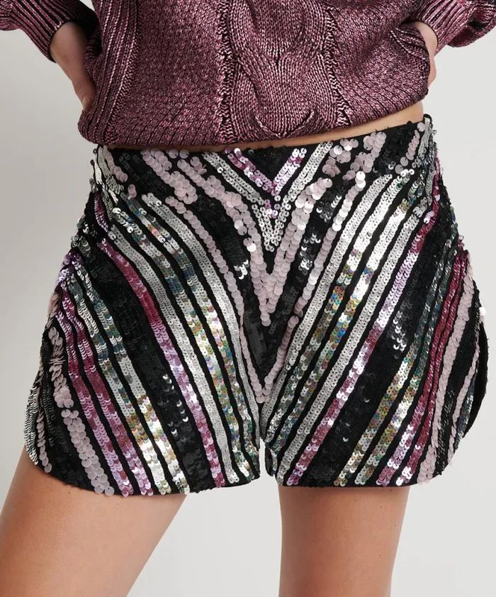 Women One Teaspoon Bottoms CHEVRON HAND SEQUIN PARTY SHORTS Women One Teaspoon Bottoms CHEVRON HAND SEQUIN PARTY SHORTS