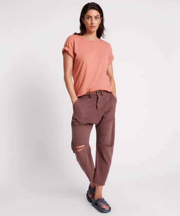 Women One Teaspoon Bottoms CHOCOLATE SINNERS DROP CROTCH BOYFRIEND JEANS