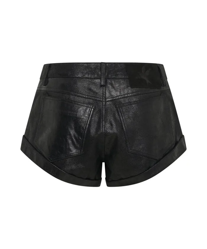 Women One Teaspoon Bottoms COATED BLACK LEATHER BANDITS SHORTS Women One Teaspoon Bottoms COATED BLACK LEATHER BANDITS SHORTS