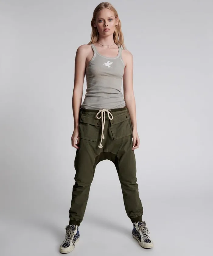 Women One Teaspoon Bottoms DARK KHAKI CARGO CADET PANTS