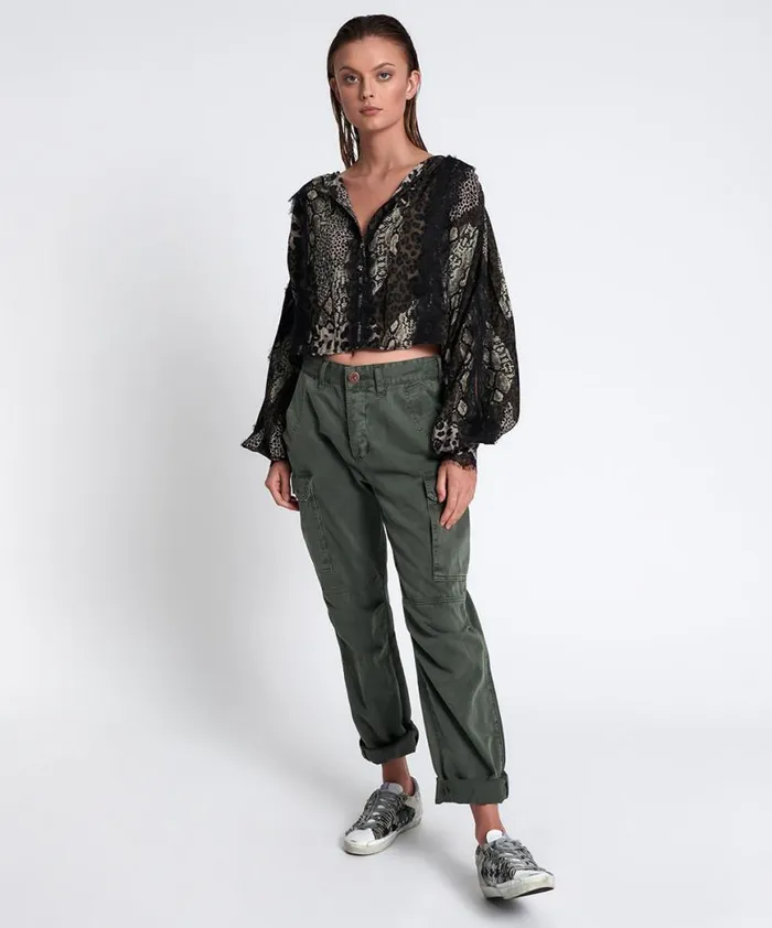 Women One Teaspoon Bottoms DARK KHAKI CARGO MOTION PANTS