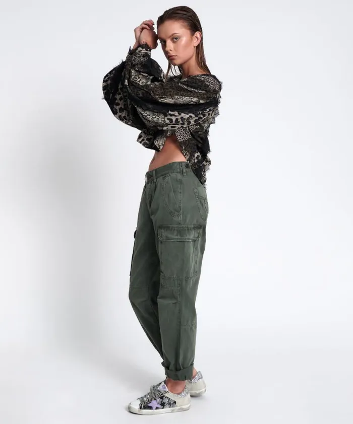 Women One Teaspoon Bottoms DARK KHAKI CARGO MOTION PANTS