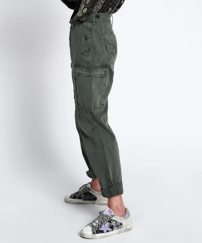 Women One Teaspoon Bottoms DARK KHAKI CARGO MOTION PANTS