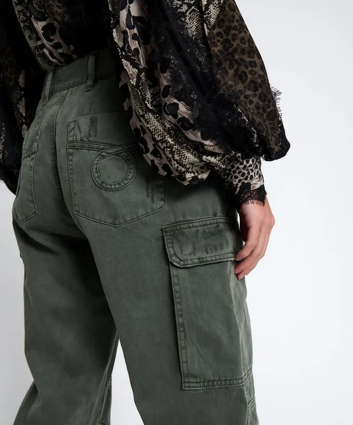 Women One Teaspoon Bottoms DARK KHAKI CARGO MOTION PANTS