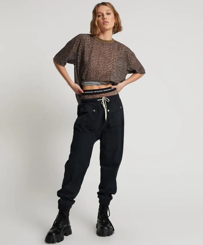 Women One Teaspoon Bottoms FADED BLACK CADET PANTS
