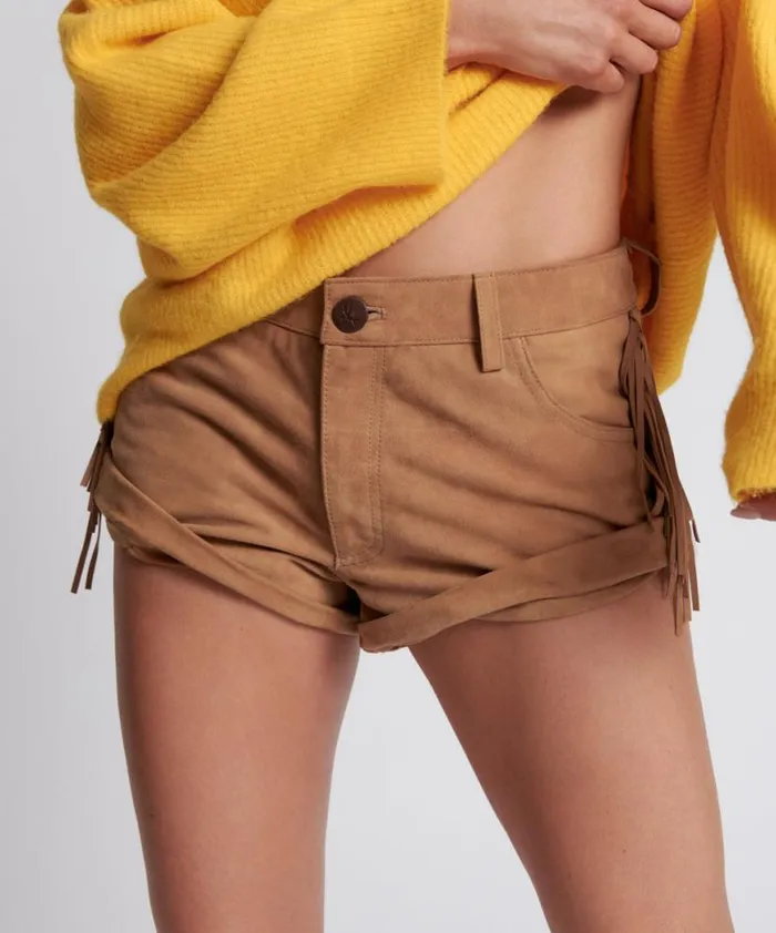 Women One Teaspoon Bottoms FRINGED BANDITS LOW WAIST SUEDE SHORT Women One Teaspoon Bottoms FRINGED BANDITS LOW WAIST SUEDE SHORT