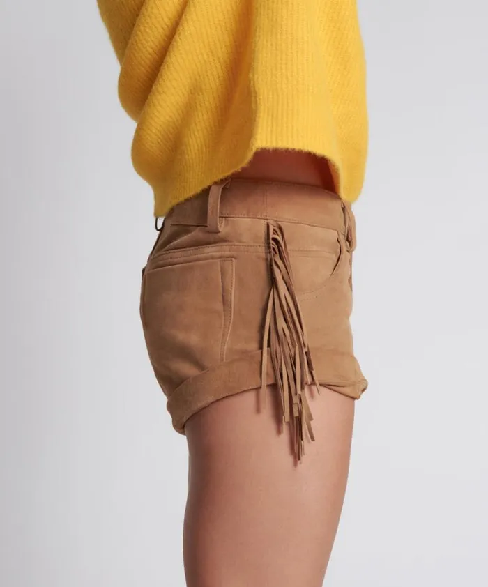 Women One Teaspoon Bottoms FRINGED BANDITS LOW WAIST SUEDE SHORT Women One Teaspoon Bottoms FRINGED BANDITS LOW WAIST SUEDE SHORT