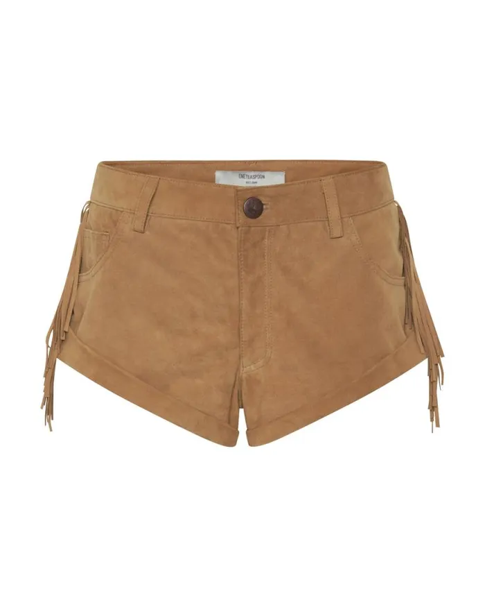 Women One Teaspoon Bottoms FRINGED BANDITS LOW WAIST SUEDE SHORT Women One Teaspoon Bottoms FRINGED BANDITS LOW WAIST SUEDE SHORT